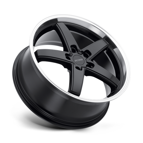 Petrol P1B Gloss Black W/ Mach Cut Lip 19x8 +40 5x114.3mm 76.1mm