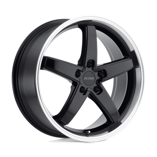 Petrol P1B Gloss Black W/ Mach Cut Lip 19x8 +40 5x114.3mm 76.1mm