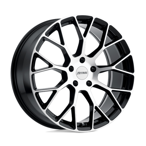 Petrol P2B Gloss Black W/ Mach Cut Face 18x8 +40 5x114.3mm 76.1mm
