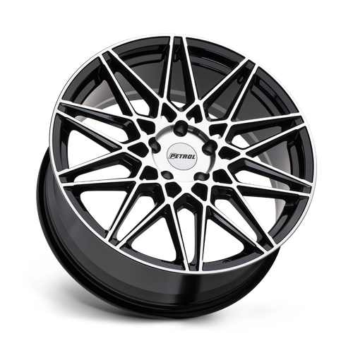 Petrol P3C Gloss Black W/ Mach Cut Face 19x8 +35 5x120mm 76.1mm - Wheelwiz