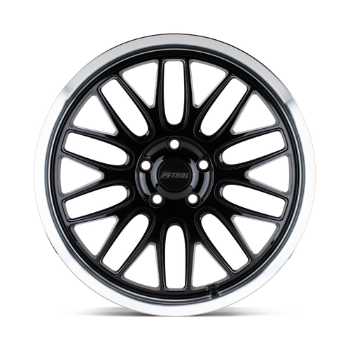 Petrol P4C Gloss Black W/ Mach Cut Lip 16x7 +40 5x100mm 72.1mm