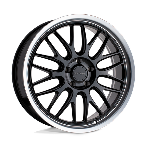 Petrol P4C Gloss Black W/ Mach Cut Lip 18x8 +40 5x115mm 76.1mm