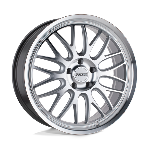 Petrol P4C Silver W/ Machined Face &amp; Lip 20x8.5 +40 5x114.3mm 76.1mm