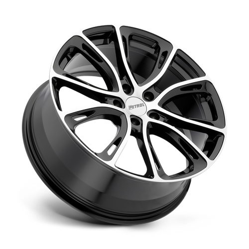 Petrol P5A Gloss Black W/ Mach Cut Face 19x8 +40 5x110mm 72.1mm - Wheelwiz