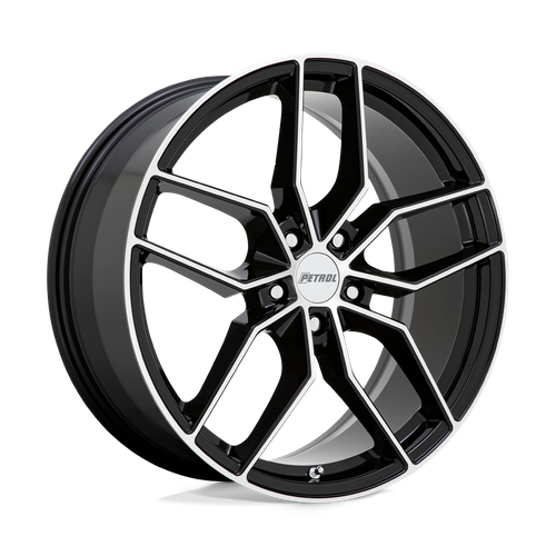 Petrol P5C Gloss Black W/ Mach Cut Face 19x8 +40 5x108mm 72.1mm