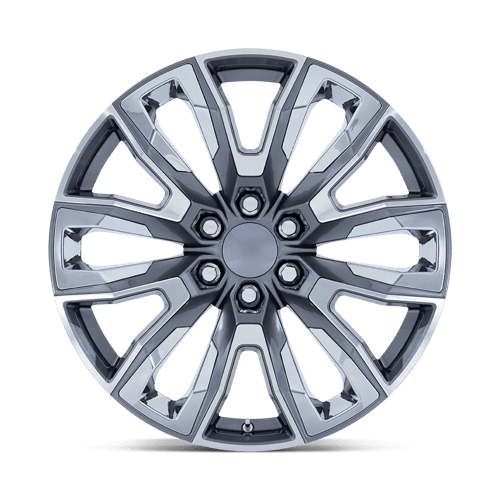 OE Creations PR225 Gloss Gunmetal Mach W/ Chr Acc 22x9 +28 6x139.7mm 78.1mm - Wheelwiz