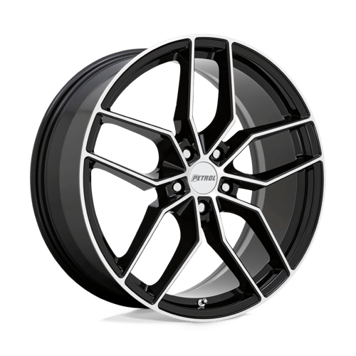 Petrol P5C Gloss Black W/ Mach Cut Face 20x8.5 +35 5x120mm 76.1mm - Wheelwiz