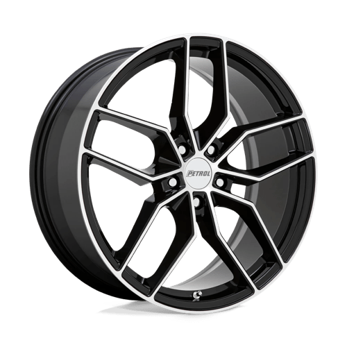 Petrol P5C Gloss Black W/ Mach Cut Face 20x8.5 +40 5x108mm 72.1mm - Wheelwiz