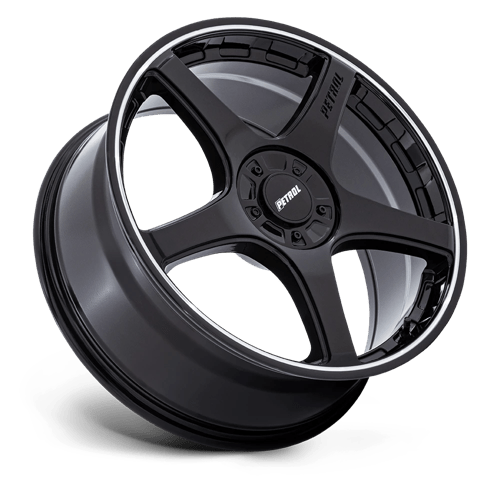 Petrol PE003 P2E Gloss Black W/ Machined Lip 17x8 +35 5x100|5x120mm 72.6mm - Wheelwiz
