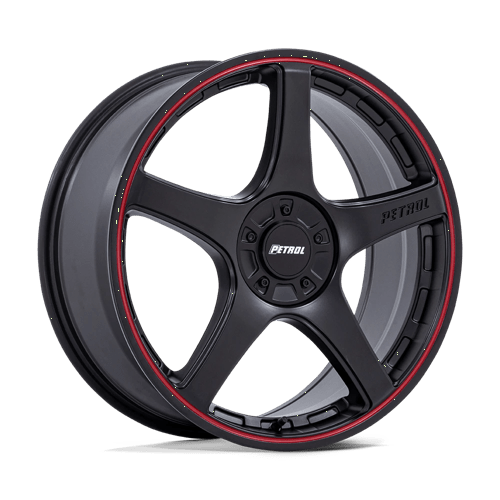 Petrol PE003 P2E Matte Black W/ Red Lip 18x8 +35 Custom 72.6mm - Wheelwiz