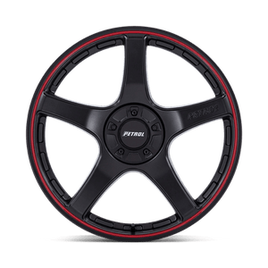 Petrol PE003 P2E Matte Black W/ Red Lip 17x8 +40 5x108|5x114.3mm 72.6mm - Wheelwiz