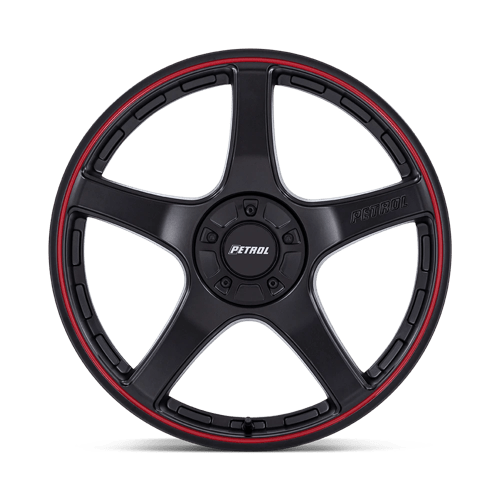 Petrol PE003 P2E Matte Black W/ Red Lip 20x8.5 +40 5x108|5x114.3mm 72.6mm - Wheelwiz