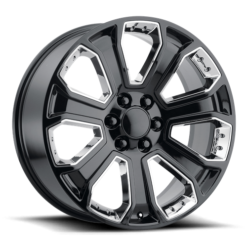 OE Creations PR113 Gloss Black W/ Chrome Accents 22x9 +24 6x139.7mm 78.1mm