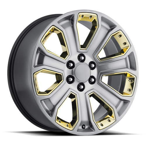 OE Creations PR162 Silver With Chrome Accents 22x9 +24 6x139.7mm 78.1mm - WheelWiz