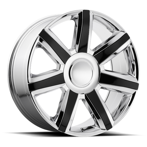 OE Creations PR164 Chrome W/ Gloss Black Accents 22x9 +24 6x139.7mm 78.1mm