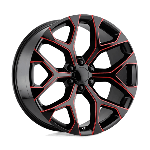 OE Creations PR176 Gloss Black Red Milled 22x9 +24 6x139.7mm 78.1mm - Wheelwiz