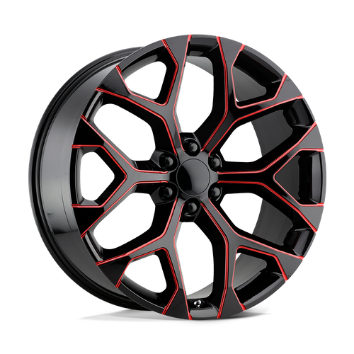 OE Creations PR176 Gloss Black Red Milled 20x9 +24 6x139.7mm 78.1mm