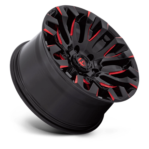 Fuel Offroad D829 QUAKE Gloss Black Milled Red Tint 18x9 +1 6x135mm 87.1mm - Wheelwiz
