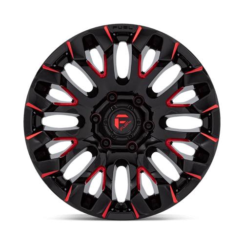 Fuel Offroad D829 QUAKE Gloss Black Milled Red Tint 18x9 +1 6x139.7mm 106.1mm - Wheelwiz