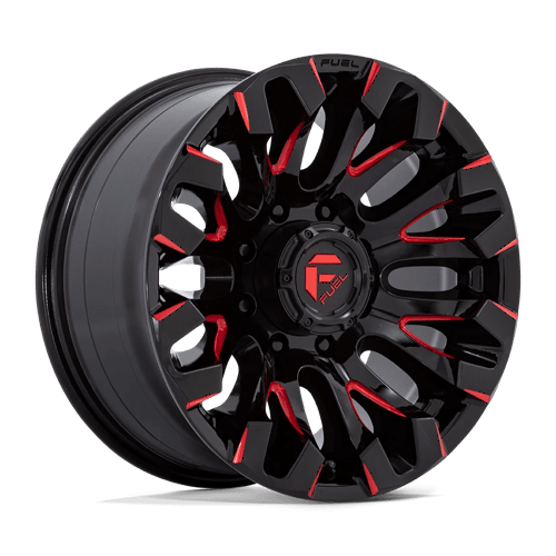 Fuel Offroad D829 QUAKE Gloss Black Milled Red Tint 18x9 +1 8x180mm 124.2mm - Wheelwiz
