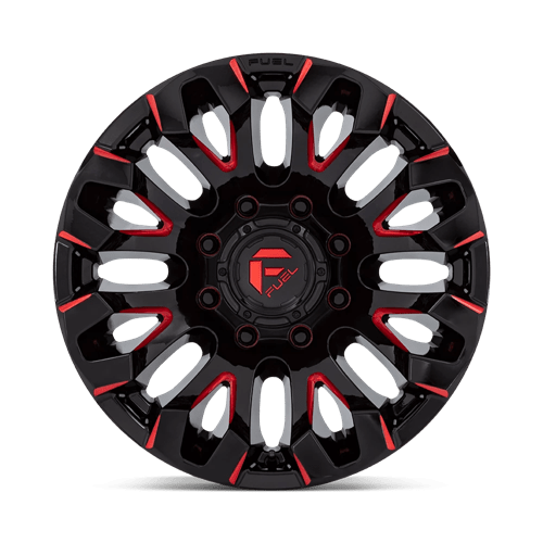 Fuel Offroad D829 QUAKE Gloss Black Milled Red Tint 18x9 +1 8x180mm 124.2mm - Wheelwiz