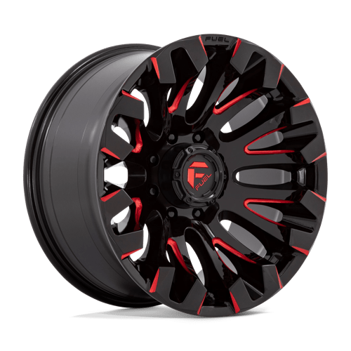 Fuel Offroad D829 QUAKE Gloss Black Milled Red Tint 20x10 -18 8x180mm 124.2mm - Wheelwiz