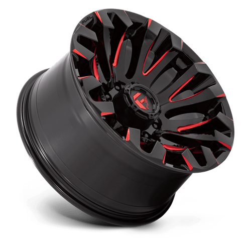 Fuel Offroad D829 QUAKE Gloss Black Milled Red Tint 20x10 -18 8x180mm 124.2mm - Wheelwiz