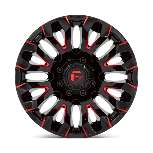 Fuel Offroad D829 QUAKE Gloss Black Milled Red Tint 20x10 -18 8x180mm 124.2mm - Wheelwiz