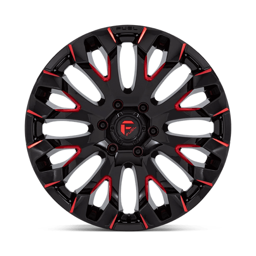 Fuel Offroad D829 QUAKE Gloss Black Milled Red Tint 20x9 +1 6x139.7mm 106.1mm - Wheelwiz