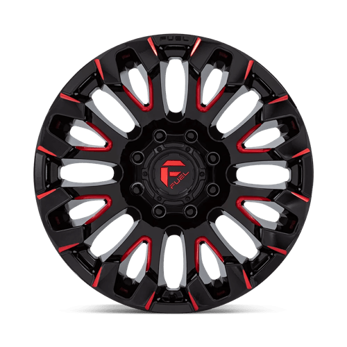 Fuel Offroad D829 QUAKE Gloss Black Milled Red Tint 20x9 +1 8x180mm 124.2mm - Wheelwiz