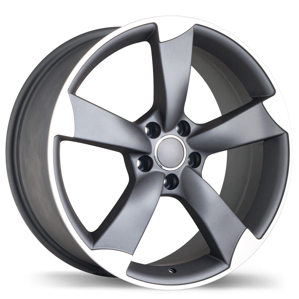 Replika R134A Matte Gunmetal with Machined Face 19x8.5 +35 5x112mm 66.5mm - Wheelwiz