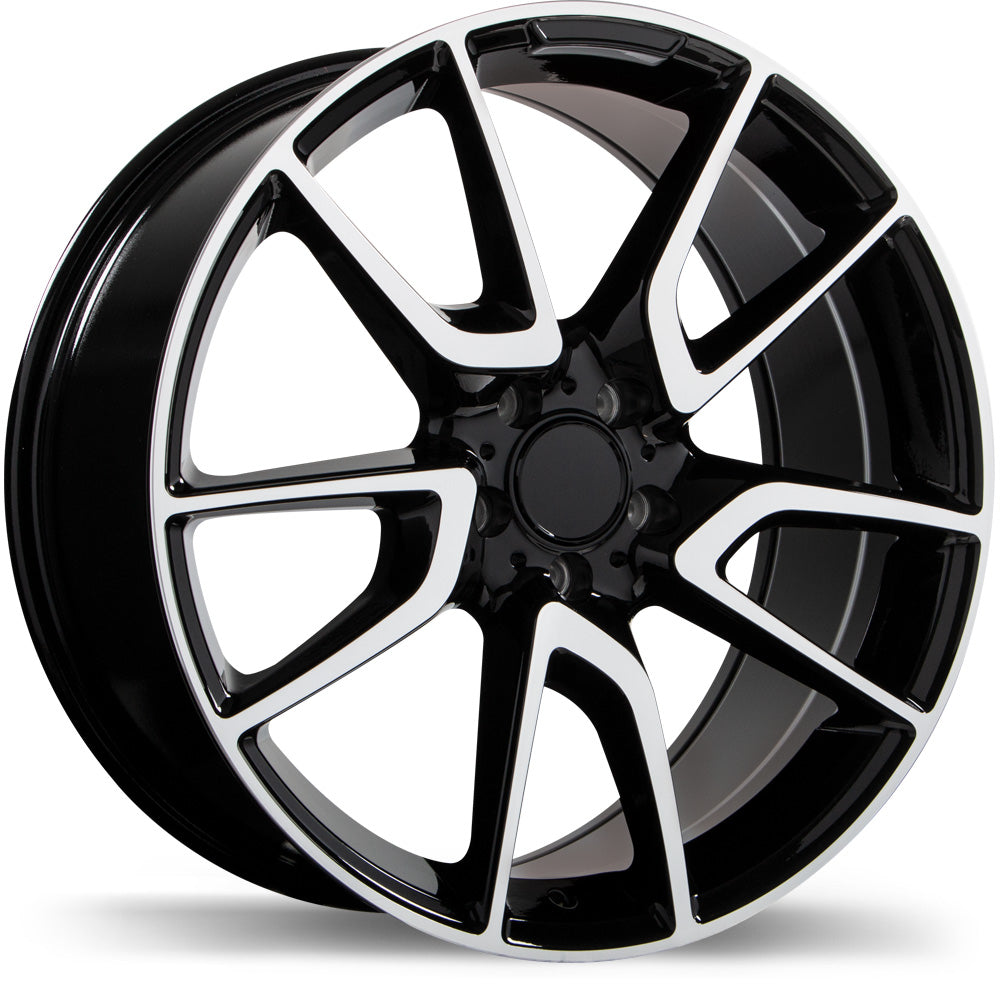 Replika R207 Gloss Black with Machined Face 20x8.5 +40 5x112mm 66.5mm - Wheelwiz
