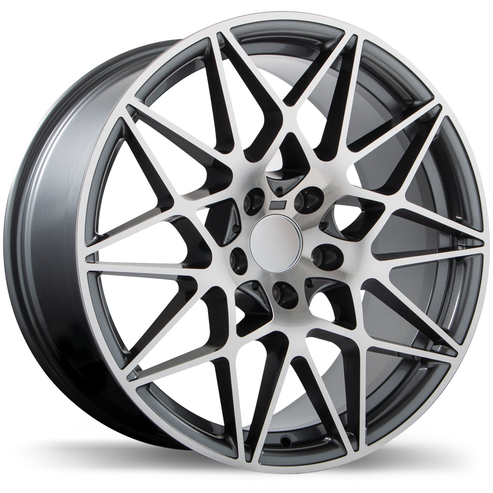 Replika R208 Gloss Gunmetal with Machined Face 19x8.5 +35 5x120mm 72.6mm - Wheelwiz