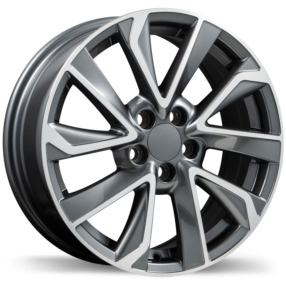 Replika R240 Gloss Gunmetal with Machined Face 16x6.5 +39 5x100mm 54.1mm - Wheelwiz