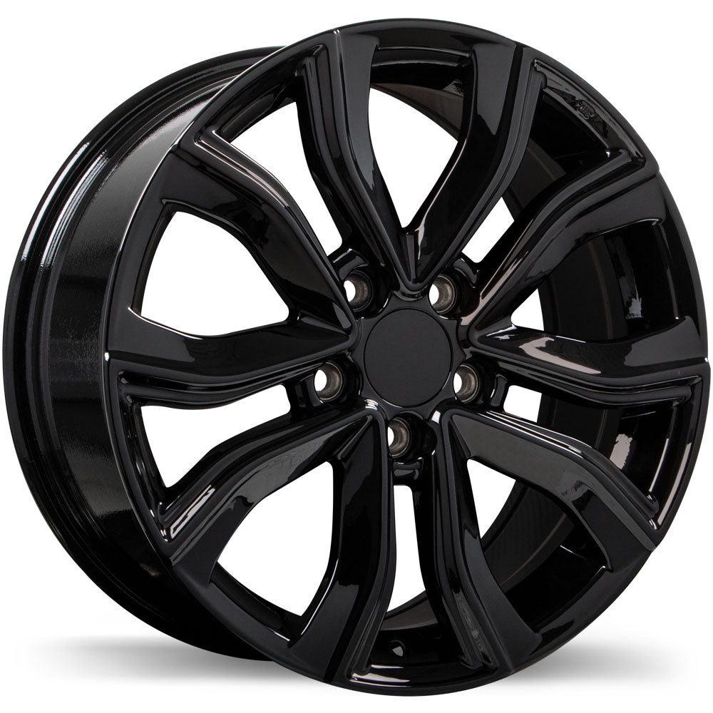 Replika R256 Gloss Black 17x7.5 +45 5x114.3mm 64.1mm - Wheelwiz