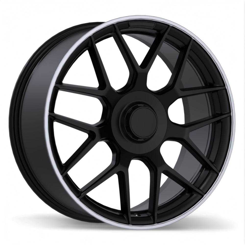 Replika R272 Satin Black with Machined Lip 20x8.5 +48 5x112mm 66.5mm