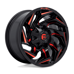 Fuel Offroad D755 REACTION Gloss Black Milled W/ Red Tint 22x10 -18 6x135|6x139.7mm 106.1mm - Wheelwiz