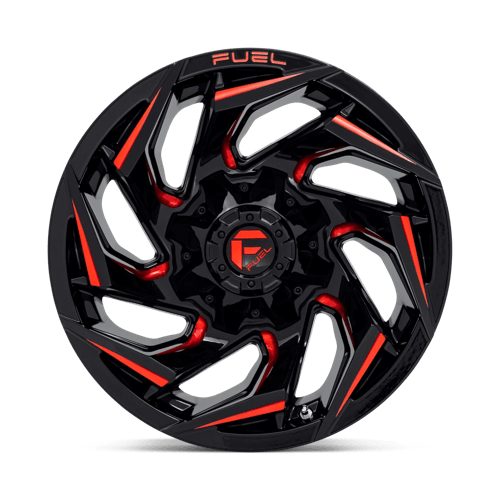 Fuel Offroad D755 REACTION Gloss Black Milled W/ Red Tint 20x9 +1 8x165.1mm 125.1mm - Wheelwiz