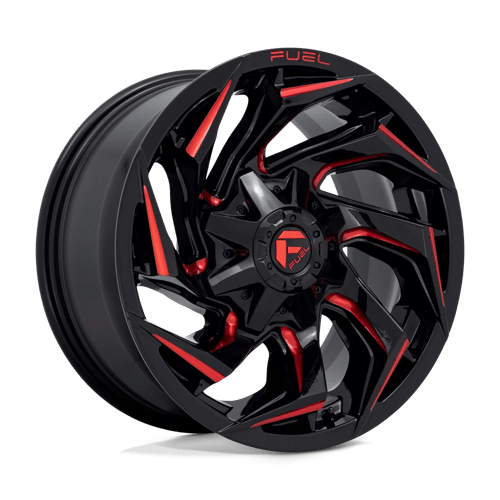 Fuel Offroad D755 REACTION Gloss Black Milled W/ Red Tint 18x9 +1 6x135|6x139.7mm 106.1mm - Wheelwiz