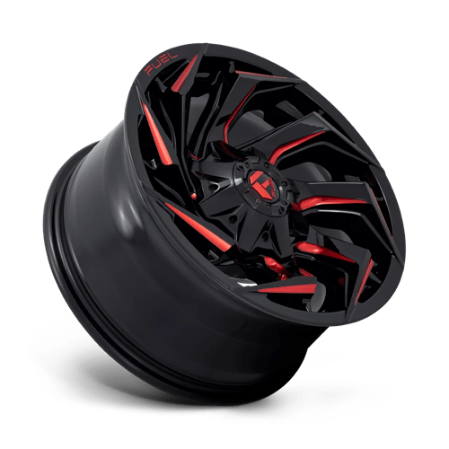Fuel Offroad D755 REACTION Gloss Black Milled W/ Red Tint 18x9 +1 6x135|6x139.7mm 106.1mm - Wheelwiz