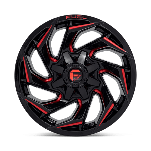Fuel Offroad D755 REACTION Gloss Black Milled W/ Red Tint 18x9 +1 6x135|6x139.7mm 106.1mm - Wheelwiz