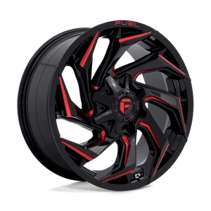 Fuel Offroad D755 REACTION Gloss Black Milled W/ Red Tint 20x9 +20 8x180mm 124.2mm - Wheelwiz