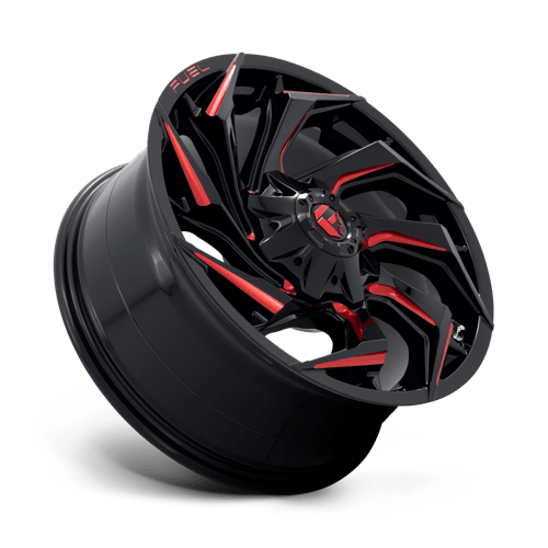 Fuel Offroad D755 REACTION Gloss Black Milled W/ Red Tint 20x9 +20 8x180mm 124.2mm - Wheelwiz