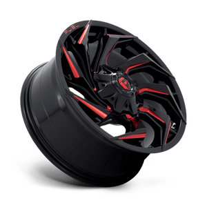 Fuel Offroad D755 REACTION Gloss Black Milled W/ Red Tint 20x9 +20 8x180mm 124.2mm - Wheelwiz