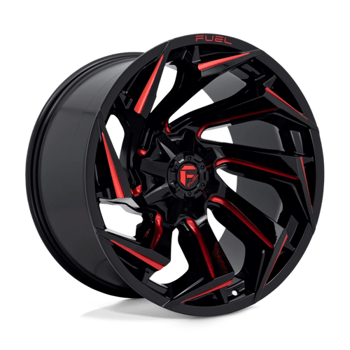 Fuel Offroad D755 REACTION Gloss Black Milled W/ Red Tint 22x12 -44 8x165.1mm 125.1mm - Wheelwiz