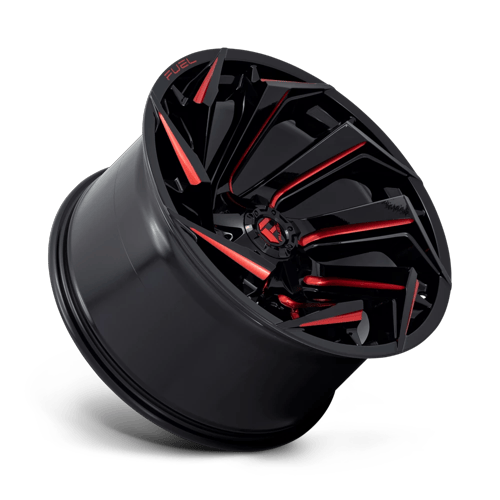 Fuel Offroad D755 REACTION Gloss Black Milled W/ Red Tint 22x12 -44 8x180mm 124.2mm - Wheelwiz