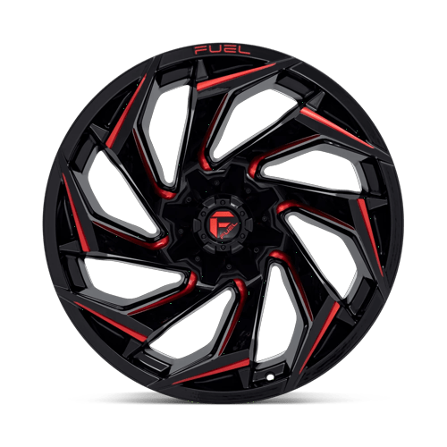 Fuel Offroad D755 REACTION Gloss Black Milled W/ Red Tint 22x12 -44 8x180mm 124.2mm - Wheelwiz