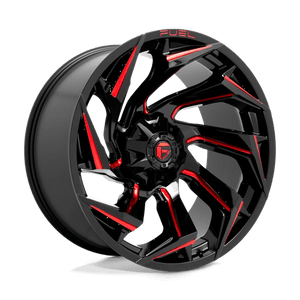 Fuel Offroad D755 REACTION Gloss Black Milled W/ Red Tint 24x12 -44 8x180mm 124.2mm - Wheelwiz