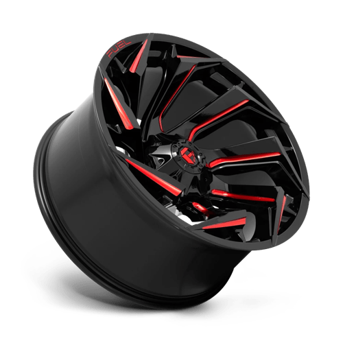 Fuel Offroad D755 REACTION Gloss Black Milled W/ Red Tint 24x12 -44 8x180mm 124.2mm - Wheelwiz