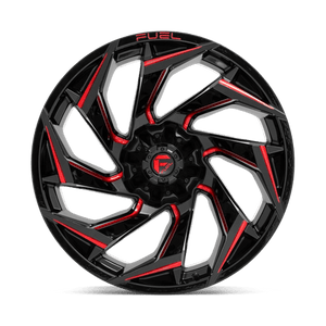 Fuel Offroad D755 REACTION Gloss Black Milled W/ Red Tint 24x12 -44 8x180mm 124.2mm - Wheelwiz